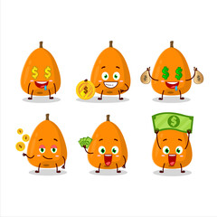 Loquat cartoon character with cute emoticon bring money