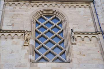 Obraz premium Detail of the facade of the Grossmünster of Zurich, Switzerland.