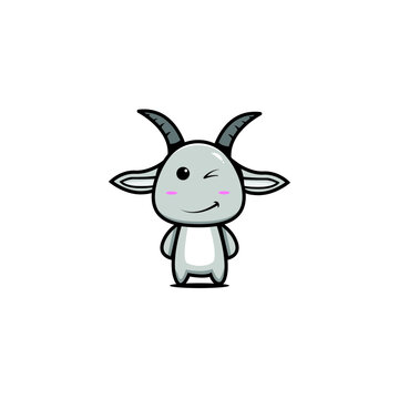 Cute Goat Cartoon vector illustration isolated on white background.