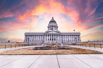 Fototapeta premium Sunset at Capitol Hill in Salt Lake City Utah