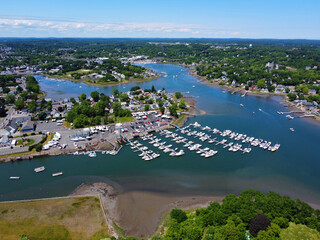 Danvers Liberty Marina aerial view at 130 Water Street at Crane River and Waters River in city of Danvers, Massachusetts MA, USA. 