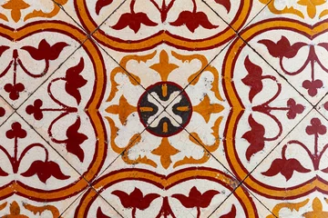 Stof per meter Vintage antieke keramische tegel patroon textuur en naadloze achtergrond © torsakarin