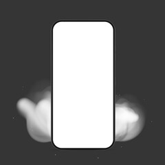 The phone is in smoke. Hot sale, stock or promo concept. Element for the design of advertising posters and banners on the theme of mobile equipment repair. vector.