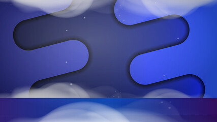 Abstract blue background with smoke. Ready-made banner or poster with a place for text or product. Vector illustration.