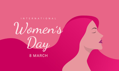 international women's day, 8 march, woman head illustration from side view happy women's day.
