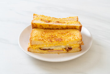 French toast ham bacon cheese sandwich