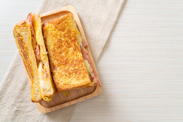 French toast ham bacon cheese sandwich