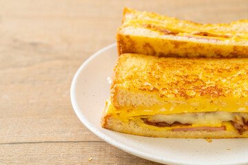 French toast ham bacon cheese sandwich
