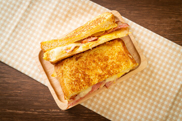 French toast ham bacon cheese sandwich