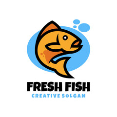 Fresh Fish Water Modern Line Vector Logo Illustration