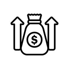 Money Growth icon vector illustration in line style about marketing and growth for any projects