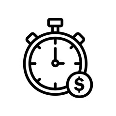 Time is money icon vector illustration in line style about marketing and growth for any projects