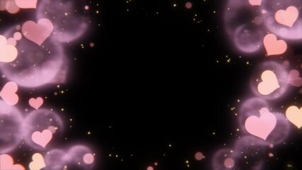 Valentine's day animated frame of hearts for overlay on video.