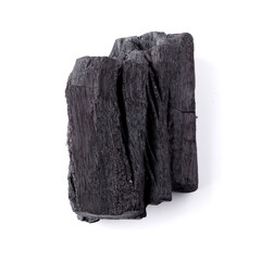 Natural wood charcoal Isolated on white background