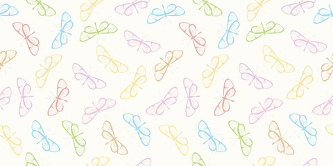 Colorful butterfly seamless repeat pattern vector background.