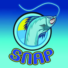 fish caught on hook logo design 