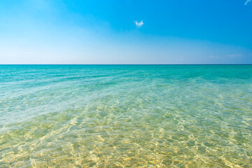 Fototapeta na wymiar Clear sea water can see the sandy.