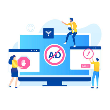 Adblock illustration vector concept. Illustration for websites, landing pages, mobile applications, posters and banners