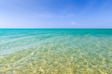Calm Sea and Blue Sky Background.
