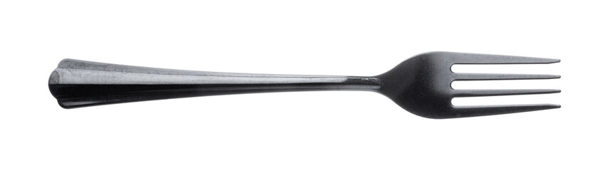 Silver fork isolated on white background close up