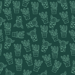 Cactus seamless pattern vector background 