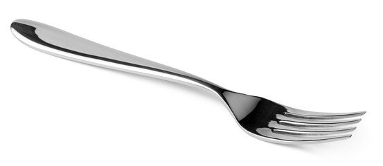 Silver dining fork isolated on white background