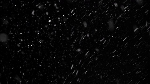 Black Background Alpha Channel Falling Snow