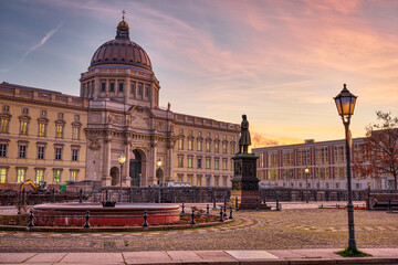 The reconstructed City Palace in Berlin before sunrise - obrazy, fototapety, plakaty