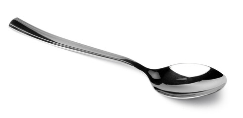 Silver spoon isolated on white background close up