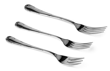 Set of dining forks isolated on white background