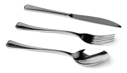 Set of dining cutlery isolated on white background