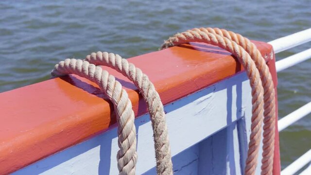 Untied Ship Rope Close-up Slowmotion