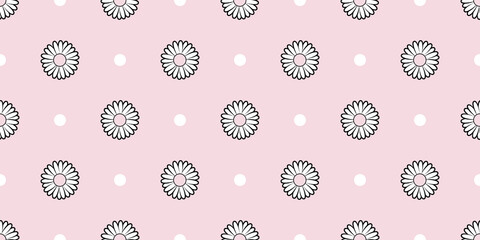 Daisy pastel pink vector pattern background.