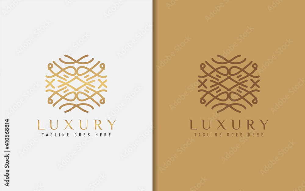 Poster luxury logo design. elegant symbol with geometric modern lines combination. usable for business, com