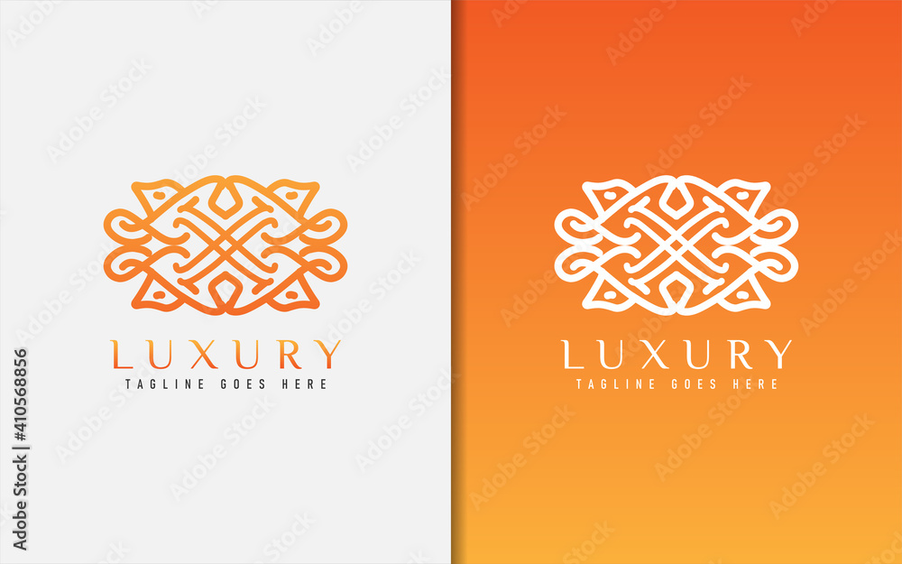 Poster luxury logo design. elegant symbol with geometric modern lines combination. usable for business, com
