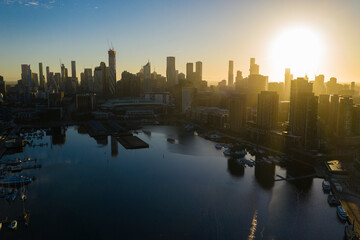 Melbourne city at sunrise