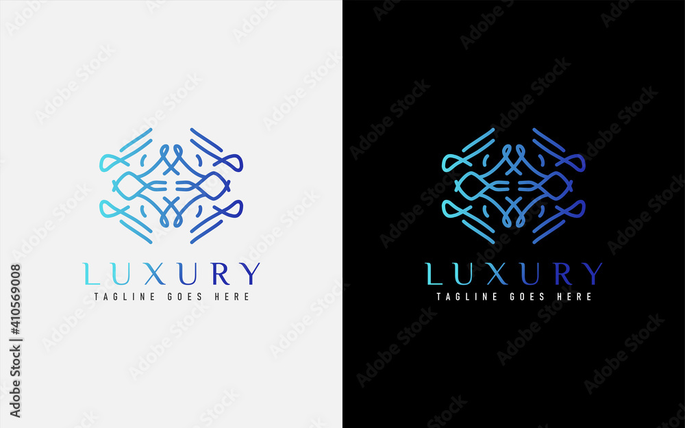 Poster luxury logo design. elegant symbol with geometric modern lines combination. usable for business, com