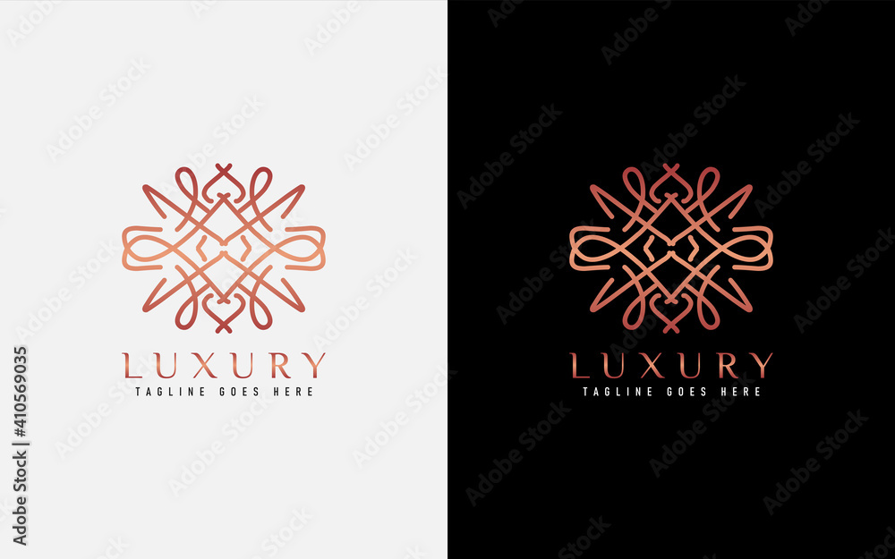 Poster luxury logo design. elegant symbol with geometric modern lines combination. usable for business, com