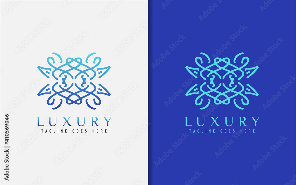 Poster luxury logo design. elegant symbol with geometric modern lines combination. usable for business, com