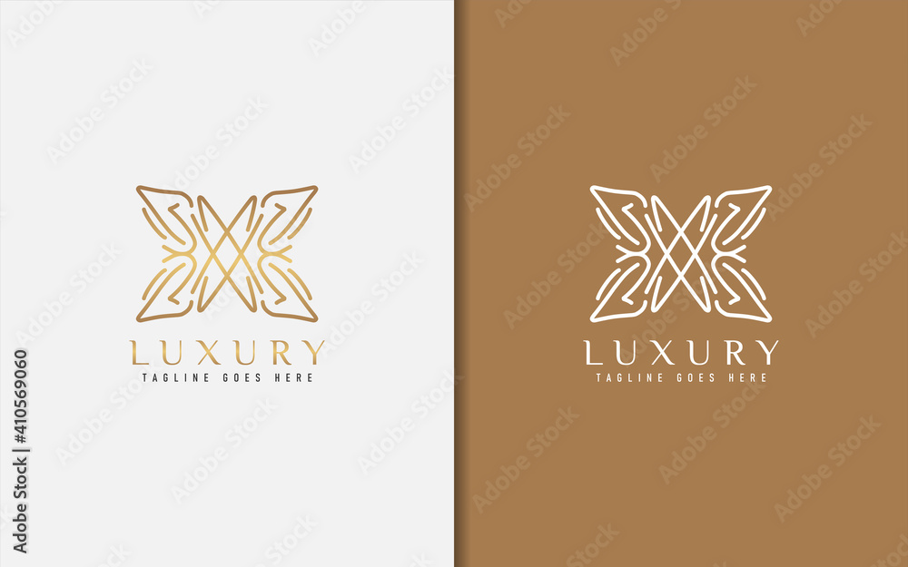 Poster luxury logo design. elegant symbol with geometric modern lines combination. usable for business, com
