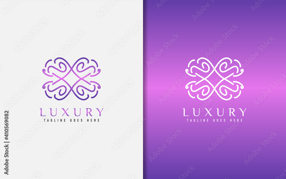 Poster luxury logo design. elegant symbol with geometric modern lines combination. usable for business, com