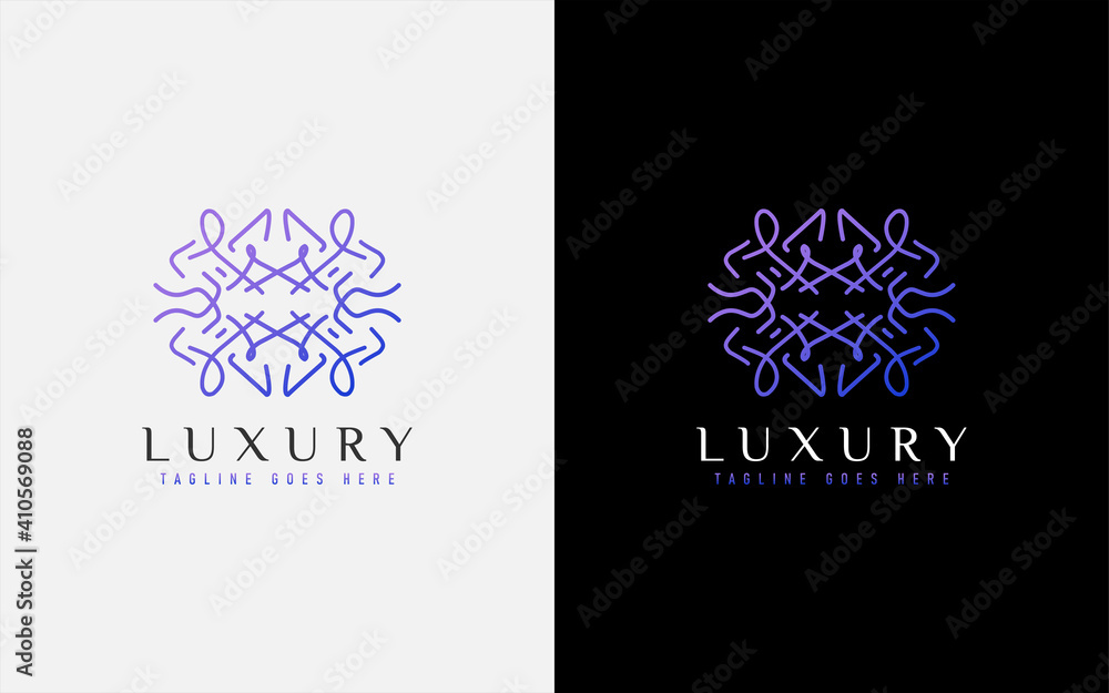 Poster luxury logo design. elegant symbol with geometric modern lines combination. usable for business, com