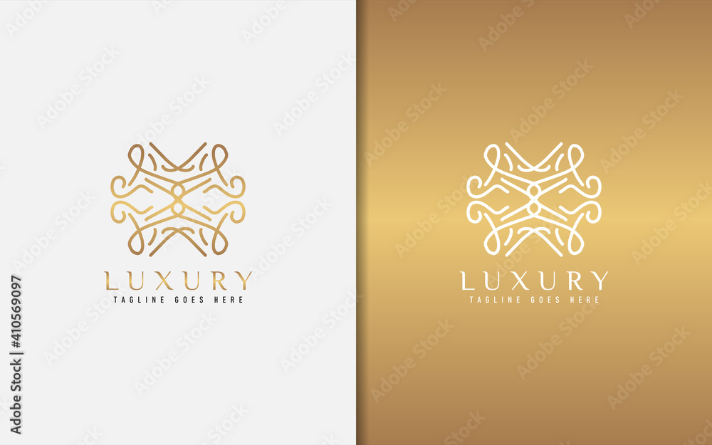 Aufkleber luxury logo design. elegant symbol with geometric modern lines combination. usable for business, com