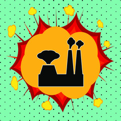 Industrial factory sign, pop art explosion, vector illustration for design