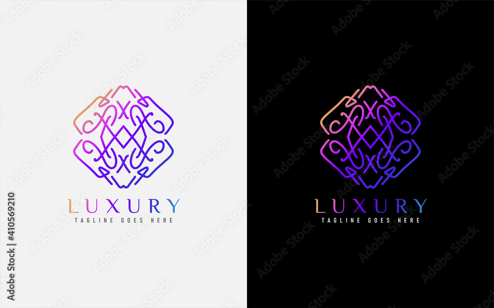 Poster luxury logo design. elegant symbol with geometric modern lines combination. usable for business, com