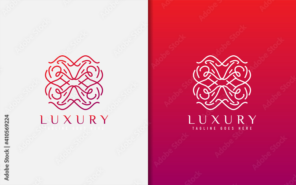 Poster luxury logo design. elegant symbol with geometric modern lines combination. usable for business, com