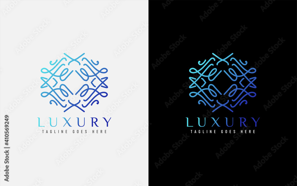 Poster luxury logo design. elegant symbol with geometric modern lines combination. usable for business, com