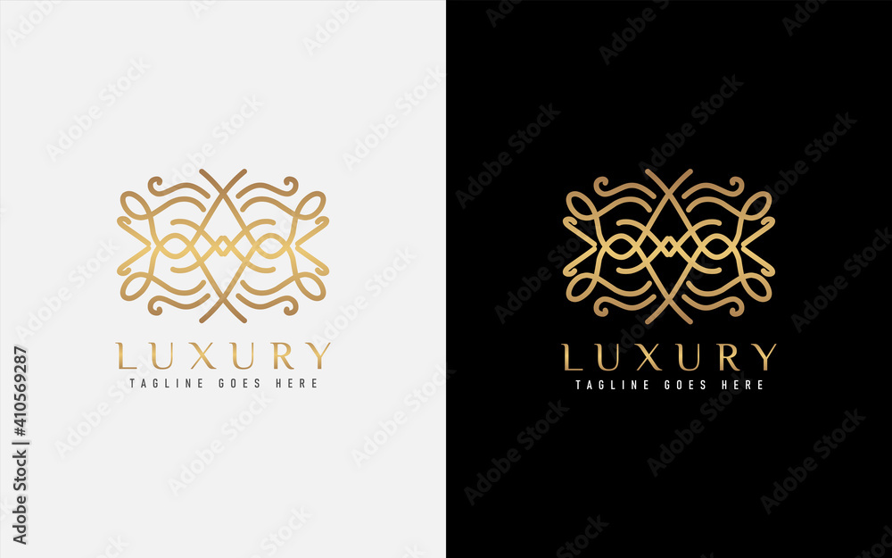 Poster luxury logo design. elegant symbol with geometric modern lines combination. usable for business, com