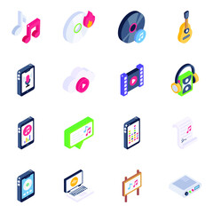 
Pack of Music Equipment Isometric Icons
