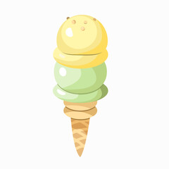 illustration of ice cream in a cone two balls, dessert